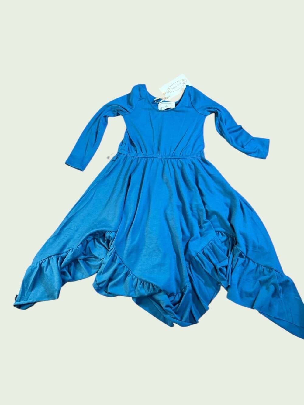 Joyfolie Mia Joy Blue Long Sleeve High-Low Ruffle Hem Girl's Dress Size 3